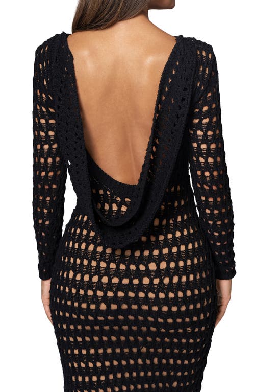 Jluxlabel Serene Wonders Open Stitch Long Sleeve Dress In Black