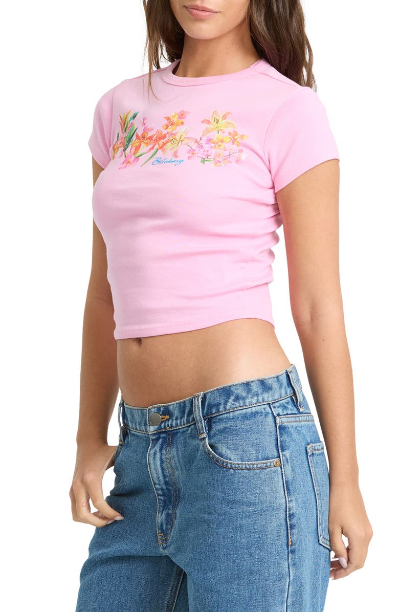 Billabong Wonderful Garden Graphic Cotton Crop T-Shirt, Alternate, color, Prism Pink