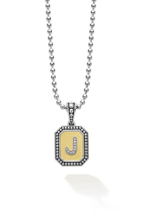 Signature Caviar Diamond Initial Pendant Necklace