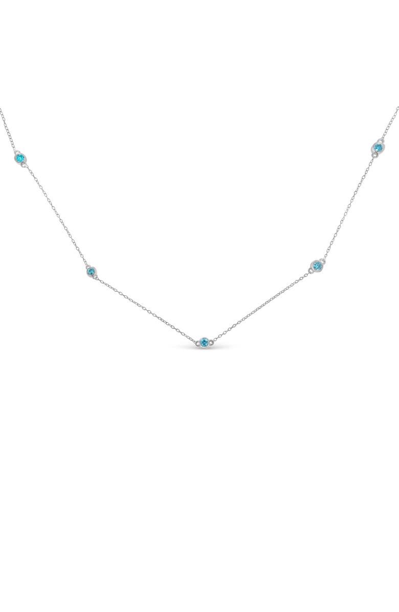 Haus of Brilliance Silver 1/2 Cttw Treated Blue Diamond Bezel Station Necklace, Alternate, color, White