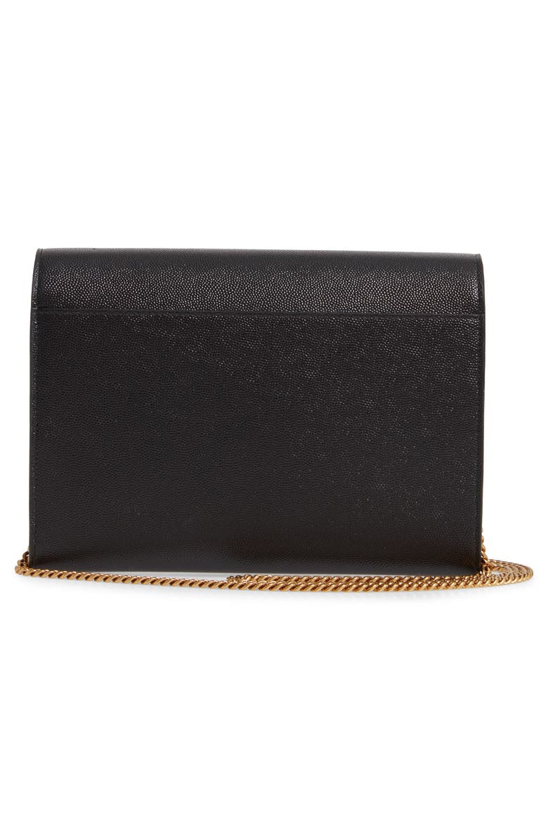 Saint Laurent Cassandra Leather Wallet on a Chain, Alternate, color,