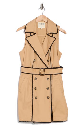 L Agence Hale Trench Mini Dress In Soft Camel