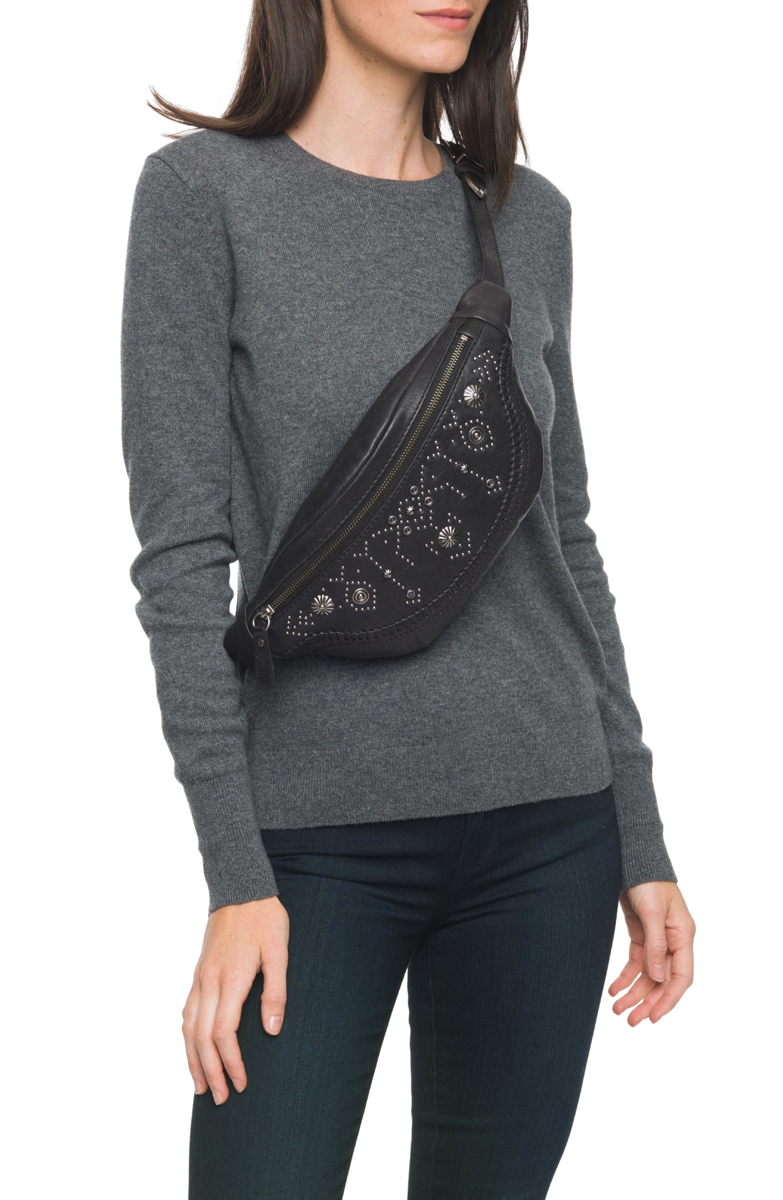 Frye Concho Studded Leather Belt Bag, Alternate, color, 