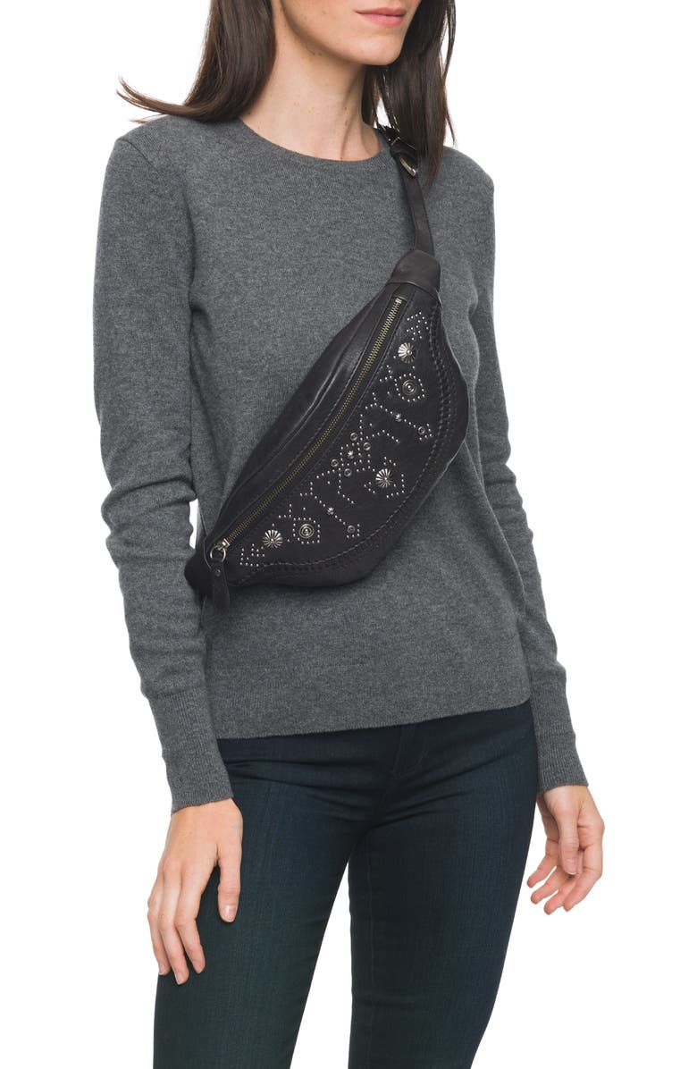 Frye Concho Studded Leather Belt Bag, Alternate, color,