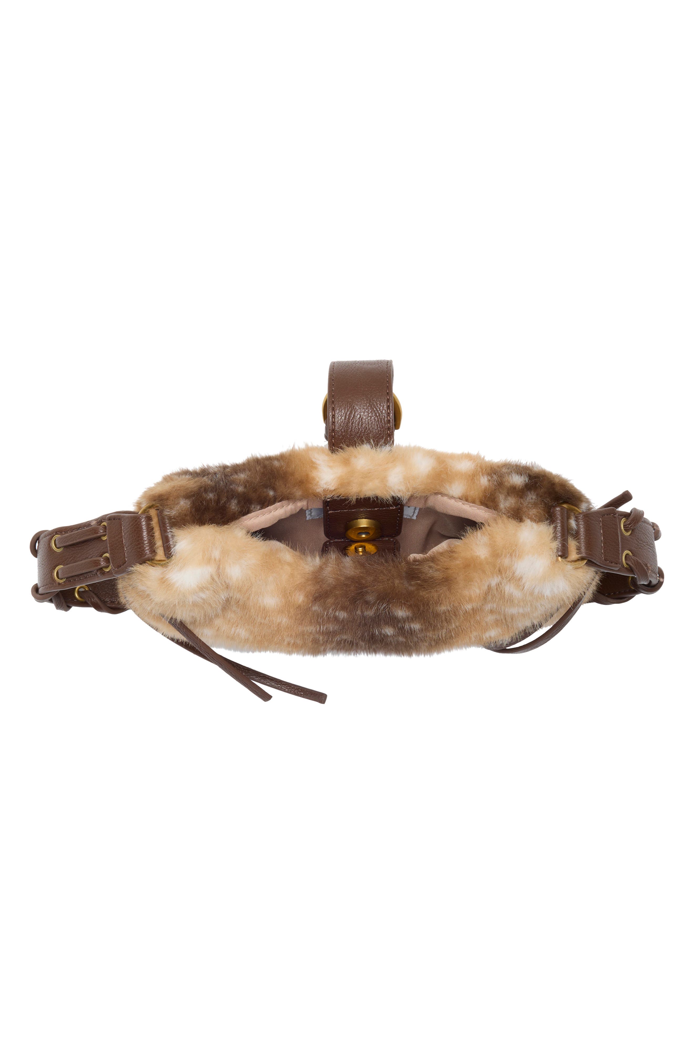 Faux Fur Baguette Shoulder Bag, Alternate, color, DEER