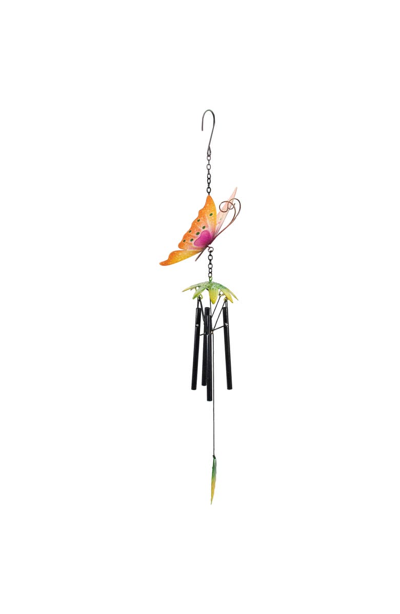 Northlight 19" Orange Metal Butterfly Outdoor Garden Windchime, Alternate, color, Orange
