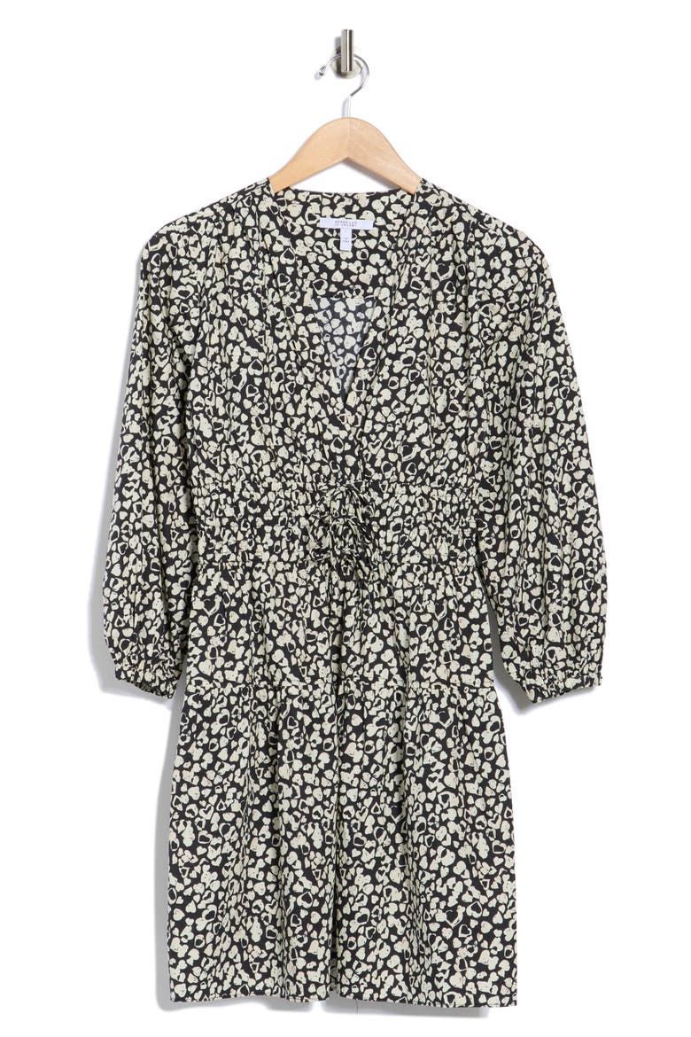 Emma V-Neck Long Sleeve Dress, Alternate, color, BLACK/ WHITE HEARTS