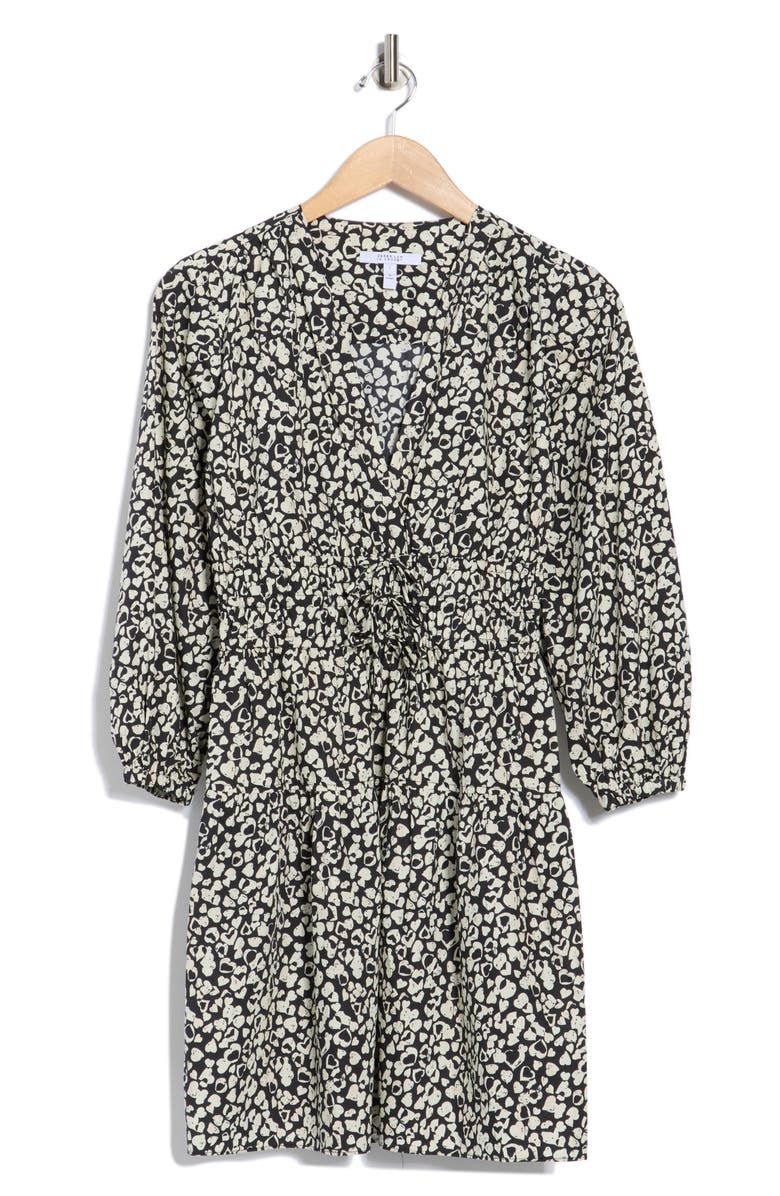 Derek Lam 10 Crosby Emma V-Neck Long Sleeve Dress, Alternate, color, Black/ White Hearts