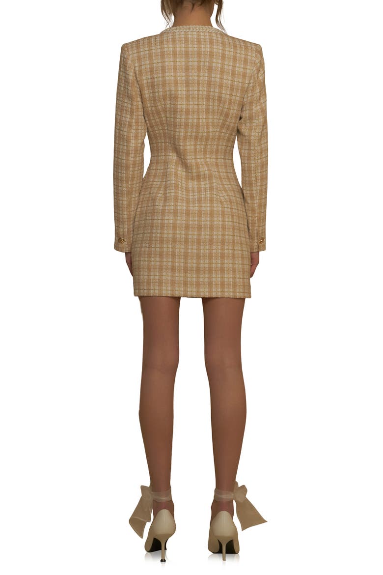 Premium Plaid Tweed Minidress, Alternate, color, BEIGE MULTI