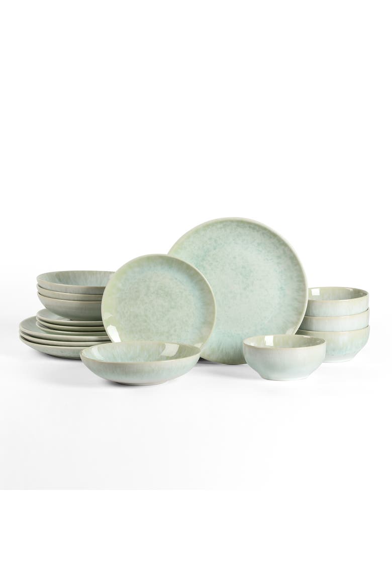 Riley 16-Piece Dinnerware Set Stoneware, Service for 4, Main, color, Seafoam