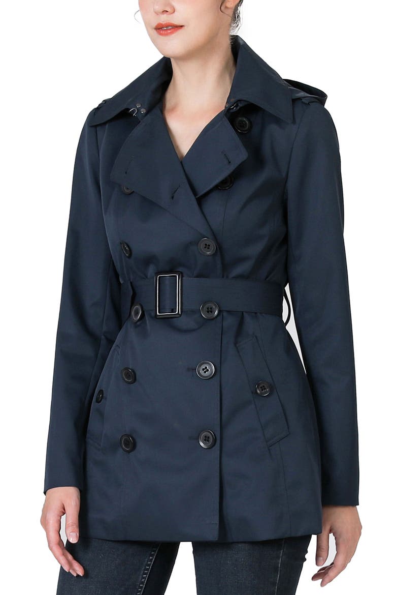 Women's Noa Short Trench Coat, Alternate, color, Navy