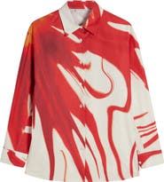 Dries Van Noten Casio Print Oversize Cotton Poplin Button-Up Shirt