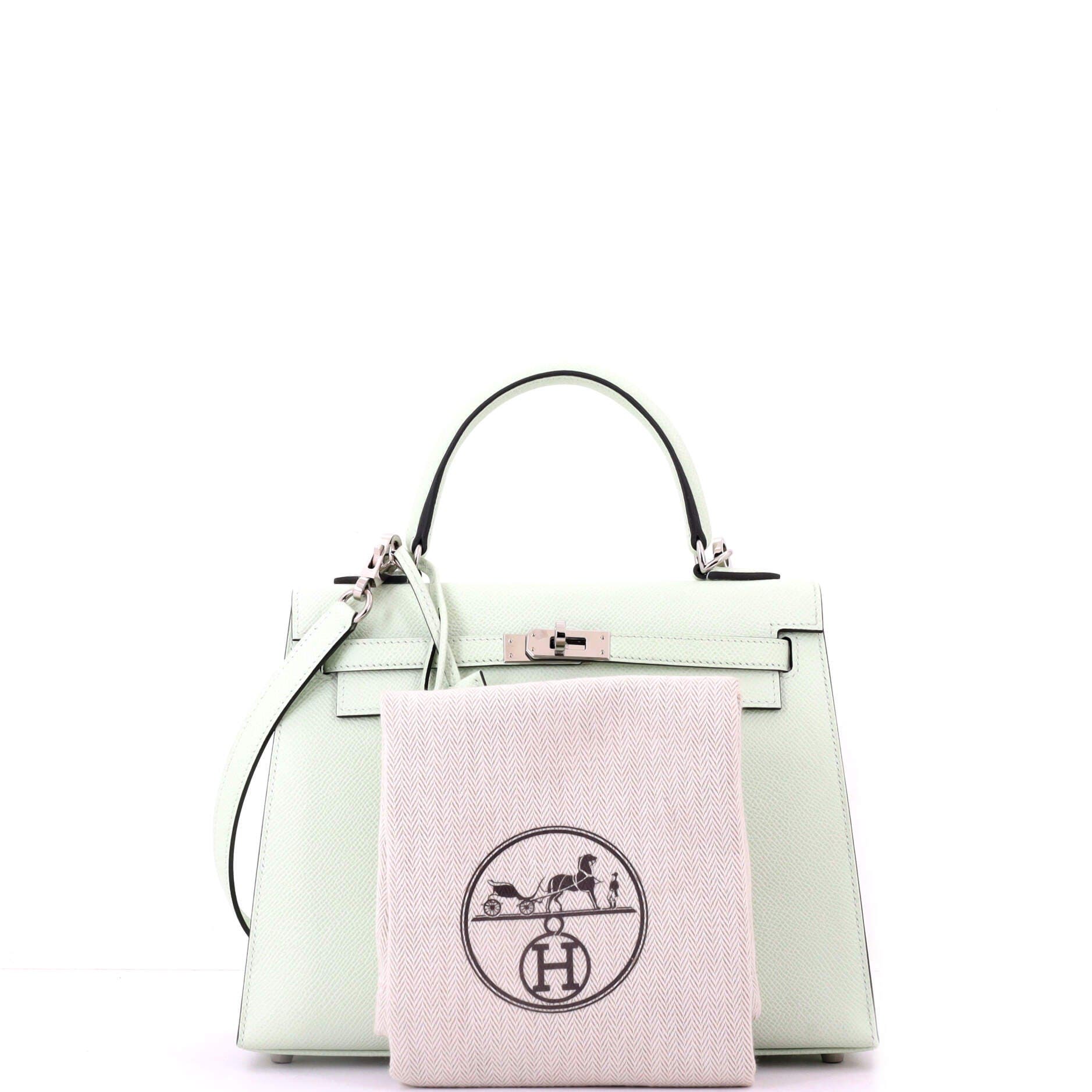 Pre-Owned Hermes Kelly Handbag Green Epsom with Palladium Hardware 25, Alternate, color, 