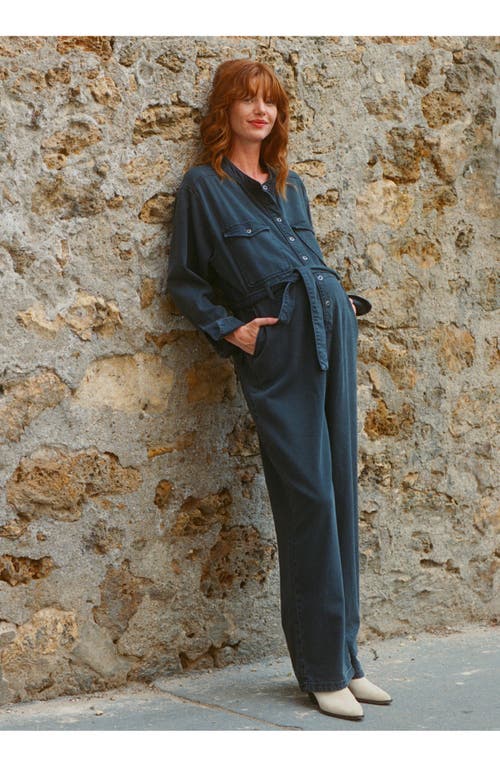 Hatch The Drapey Denim Jumpsuit In Blue