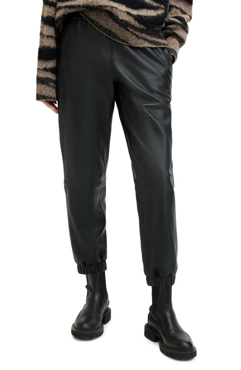 AllSaints Jen Leather Joggers, Main, color,