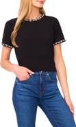 CeCe Faux Pearl Embellished T-Shirt