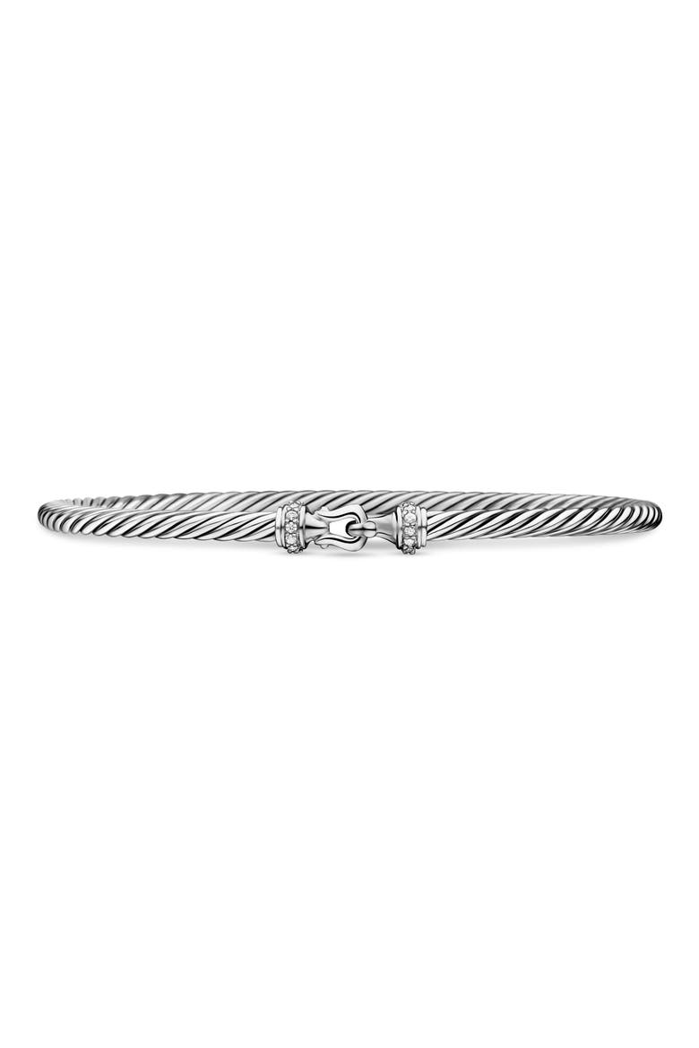 Cable Collectibles Buckle Bangle Bracelet with Diamonds, 3mm, Main, color, SILVER