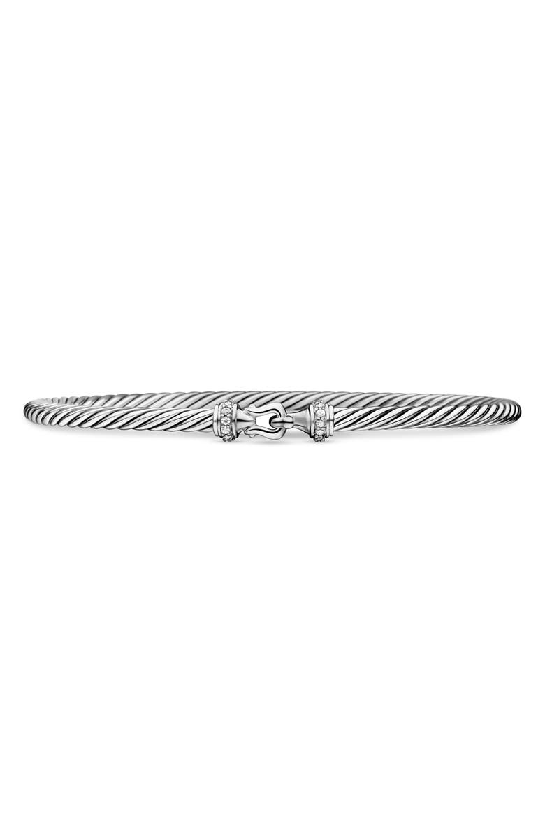 David Yurman Cable Collectibles Buckle Bangle Bracelet with Diamonds, 3mm, Main, color, Diamond