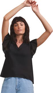 Ro&Zo Cotton Frill Sleeve Top