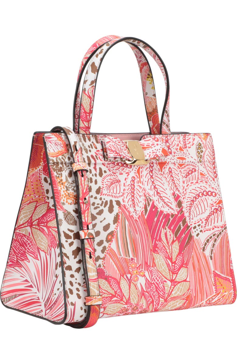 FERRAGAMO Vara Bow Print Leather Tote Bag, Alternate, color,