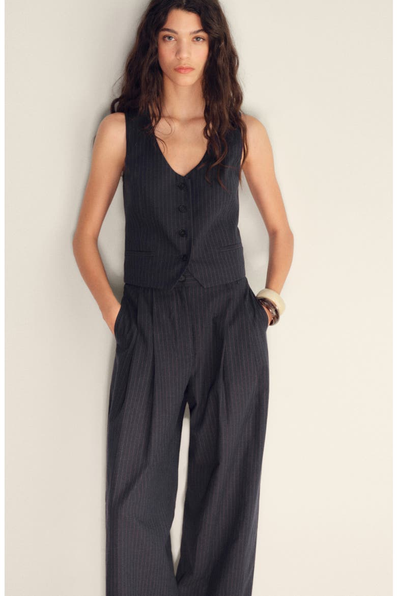 Straight Fit Cotton & Linen Suit Pants, Alternate, color, NAVY