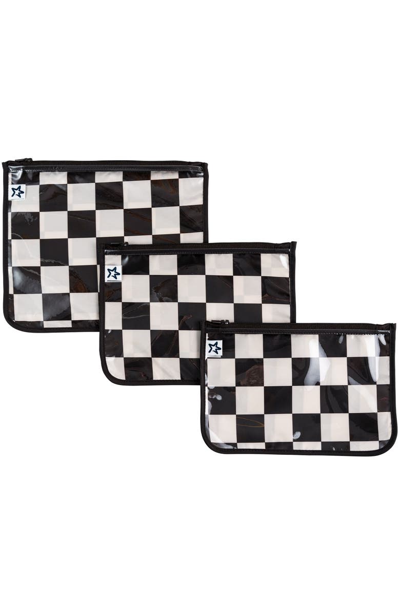 Tiny Twinkle Airline Compliant Toiletry/Cosmetics Travel Bags, 3-Pack, Main, color, Black Checkers