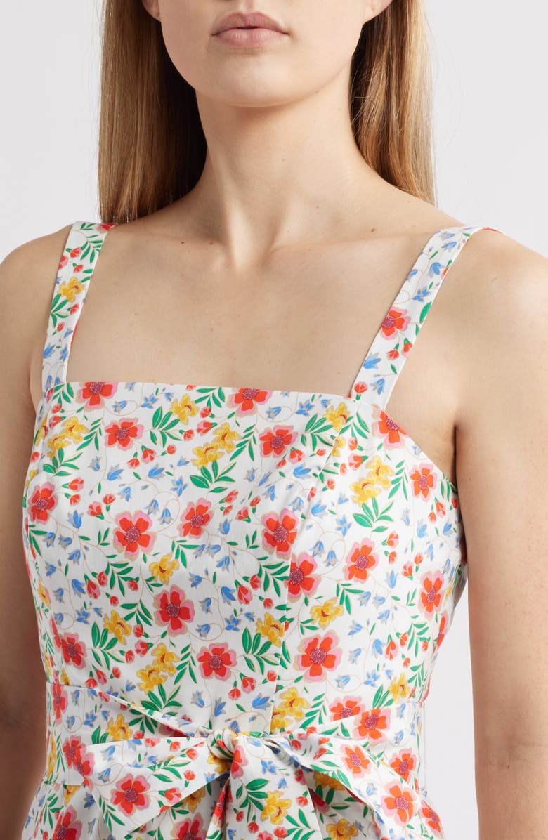 Eliza J Floral Tiered Stretch Cotton Sundress, Alternate, color, 