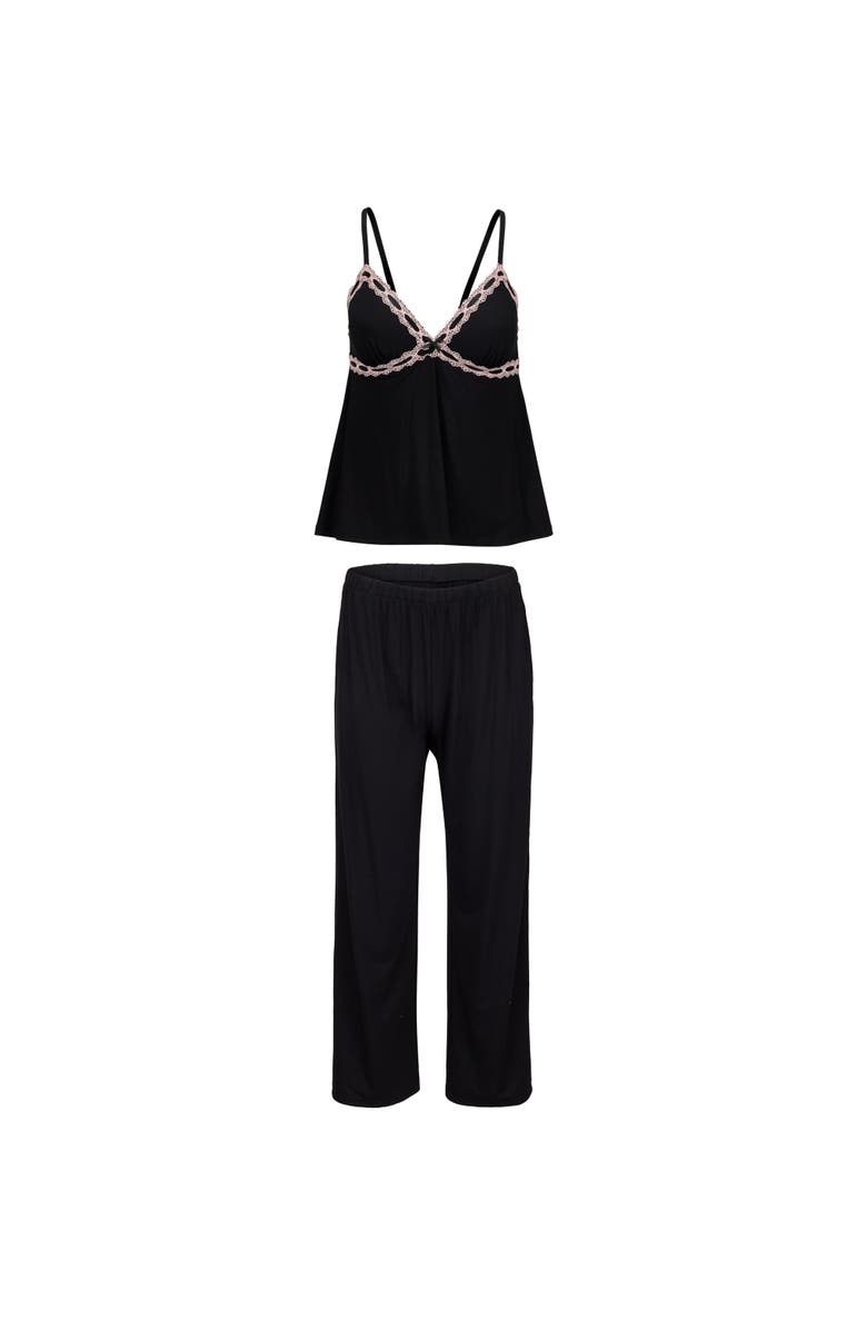 Adore Me Eloisa Tank Top & Pants Pajama Set, Alternate, color, Black