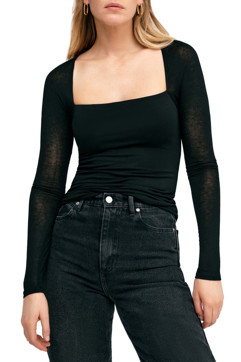 Lonnie Long Sleeve Top, Alternate, color, BLACK