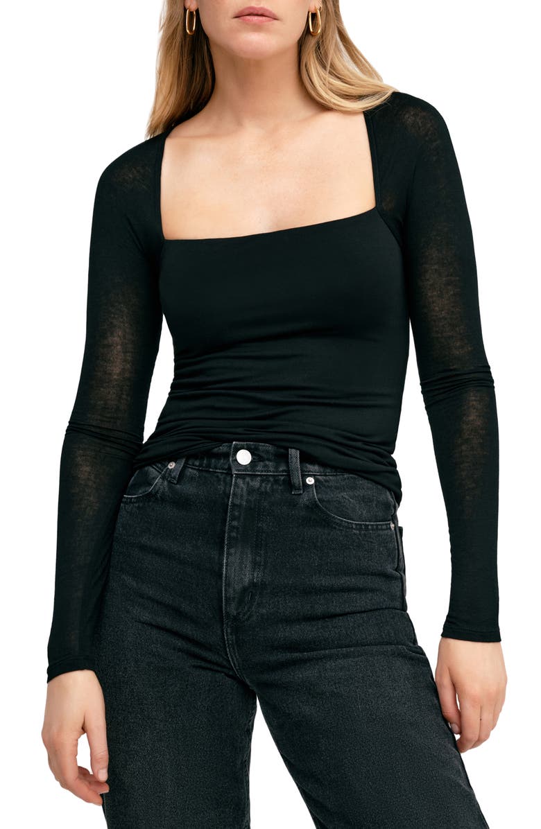 Marcella Lonnie Long Sleeve Top, Alternate, color, Black