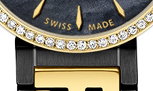 Fendi Forever Diamond Bracelet Watch, 19mm In Gold/black Mop