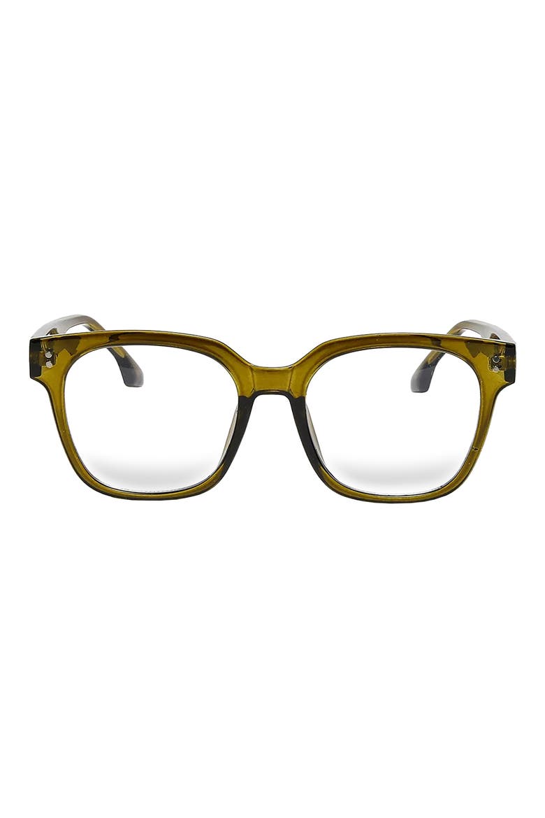 Sage 53mm Round Blue Light Blocking Glasses, Main, color, TRANSPARENT MOSS/ CLEAR