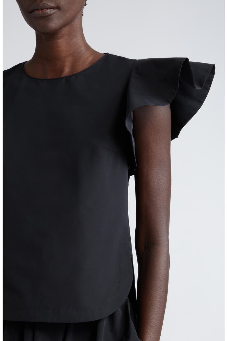 Flutter Sleeve Taffeta Top, Alternate, color, BLACK