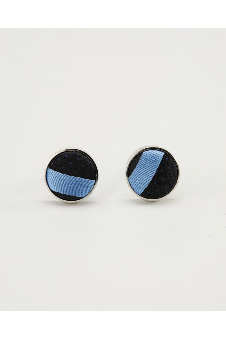 Skyline Striped Silk Cufflinks, Main, color, Black