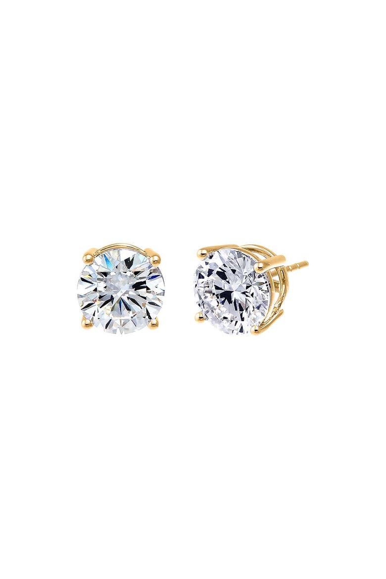 8 Carat Lab Grown Diamond Solitaire Four Prong Stud Earring 14K, Main, color, 14K Gold