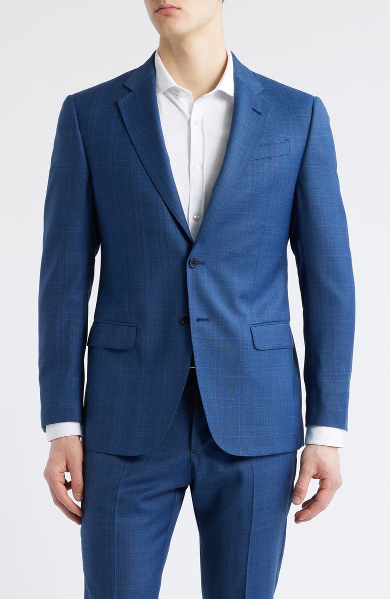 Emporio Armani Blue Check Wool Suit, Alternate, color, Dark Blue