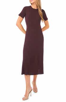 Pointelle Short Sleeve Midi Dress