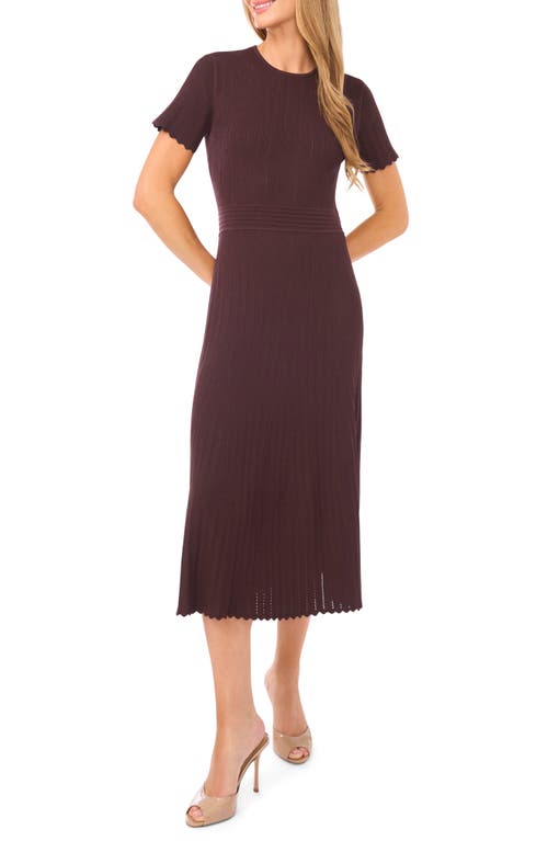 Ted Baker Pointelle Short Sleeve Midi Dress In Brown