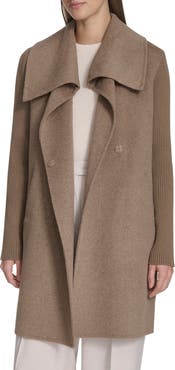 Kenneth Cole New York Rib Sleeve Mixed Media Coat