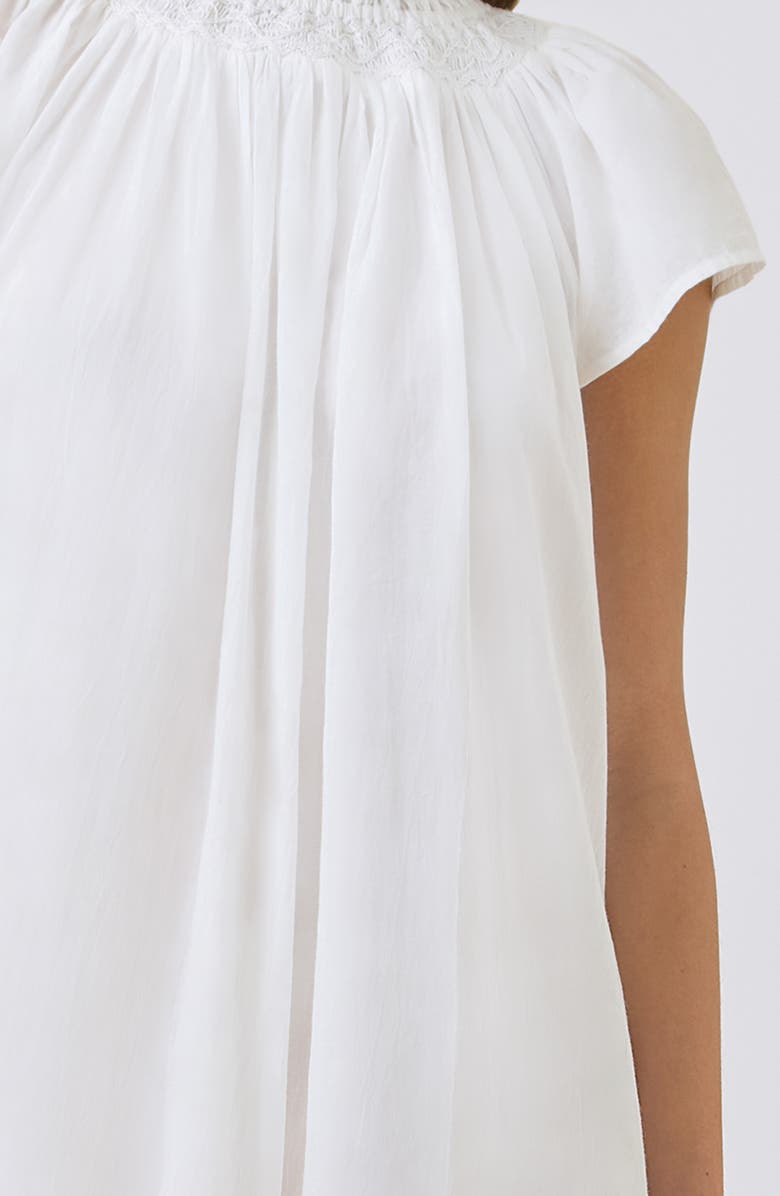 Papinelle Shirred Neck Cotton Maxi Nightie Nightgown, Alternate, color, Ecru