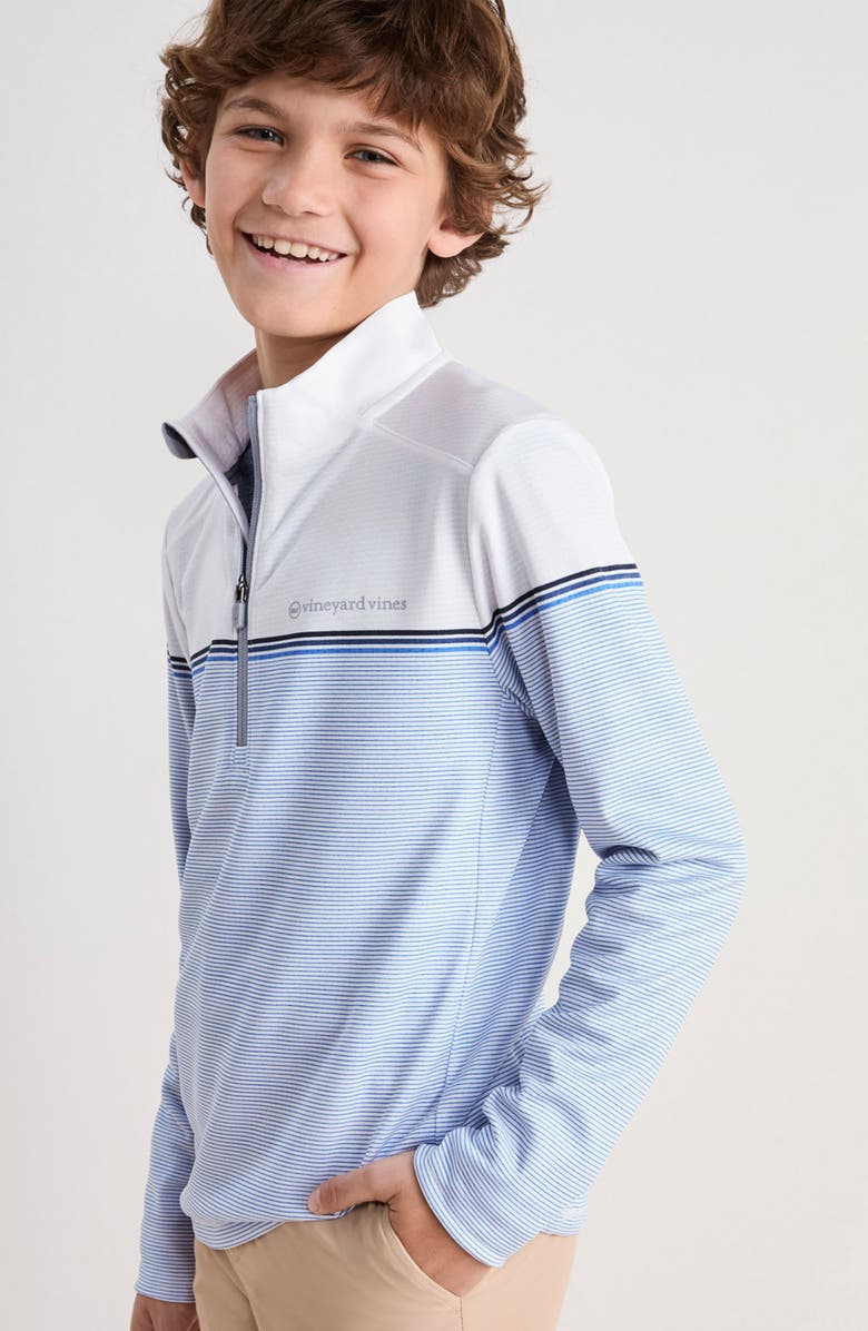 vineyard vines Kids' Striped Sankaty Performance Quarter Zip Pullover, Alternate, color, 