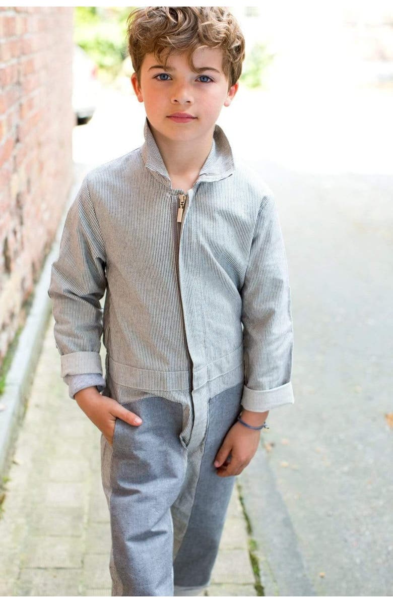 Jackalo Kids' Organic Cotton Unisex Mac Jumpsuit, Main, color, Engineer's Stripe