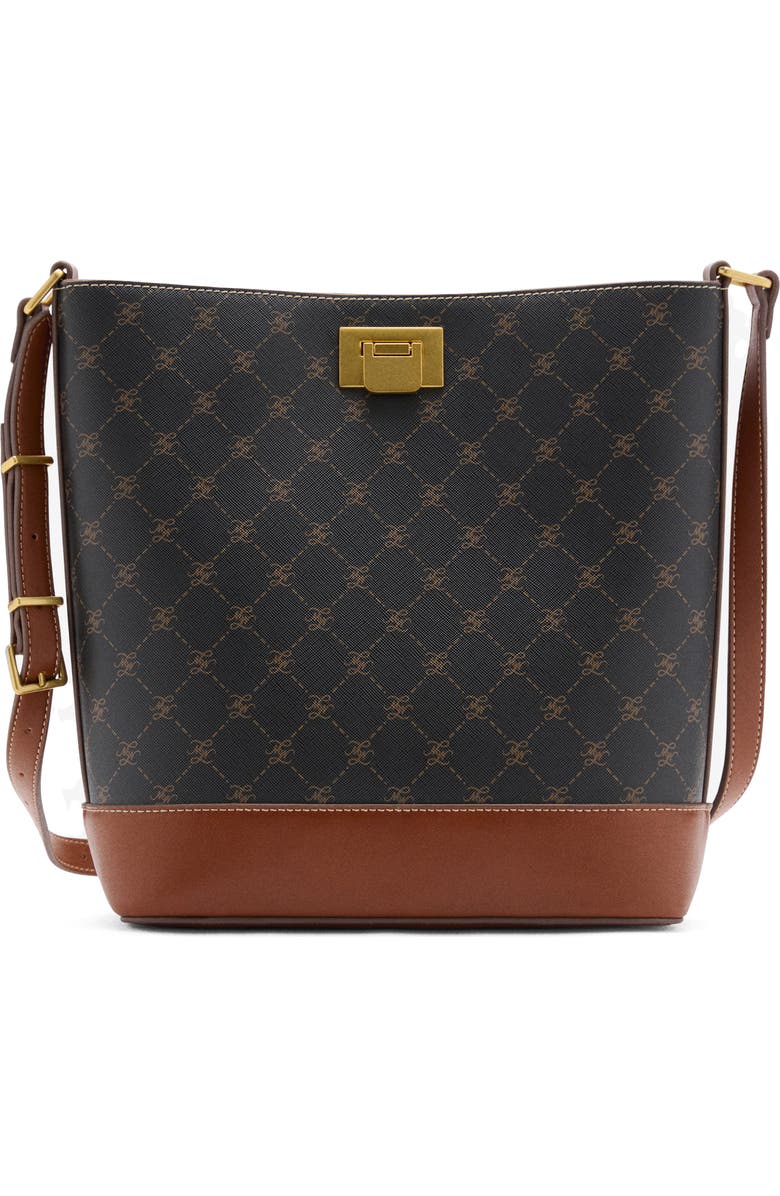 MANGO Faux Leather Shopper Bag, Main, color, Brown