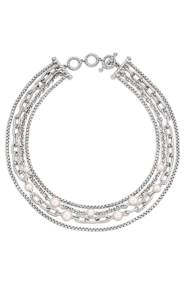 David Yurman DY Madison<sup>®</sup> Pearl Multi Row Chain Necklace in Sterling Silver with Pearls, Alternate, color,