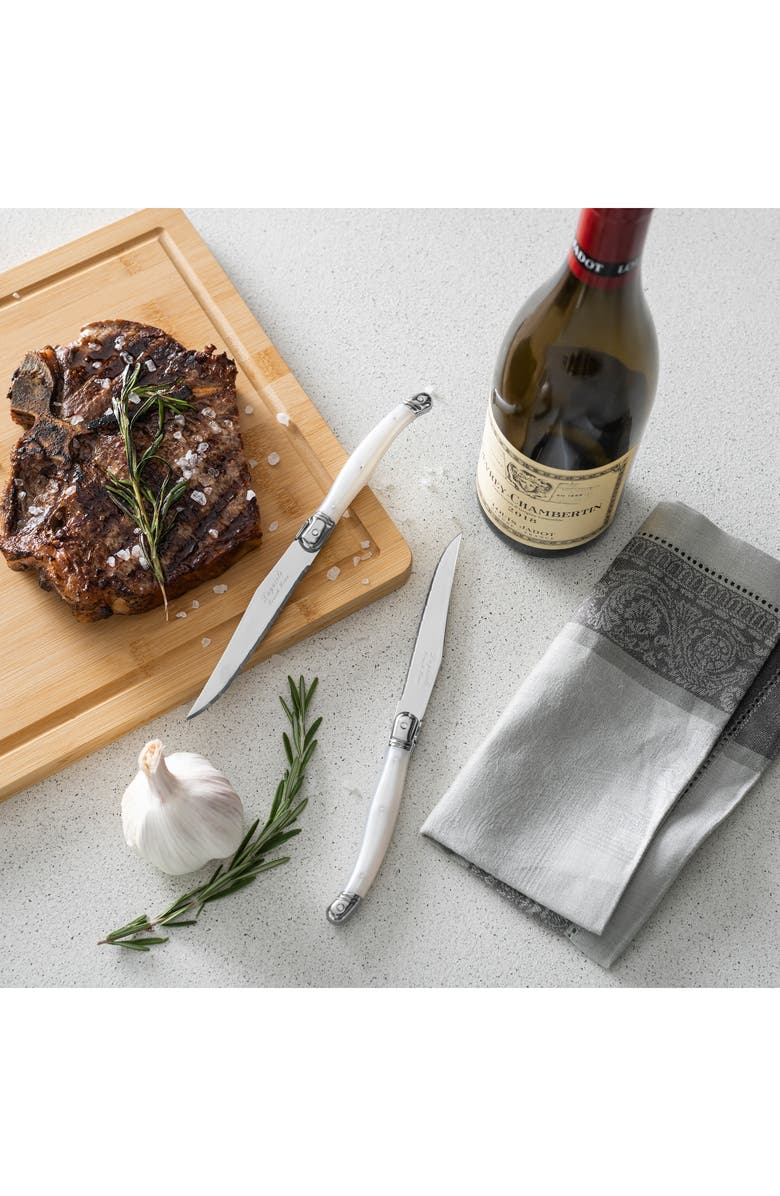 FRENCH HOME Set of 4 Laguiole Connoisseur Steak Knives, Alternate, color, Pearl White