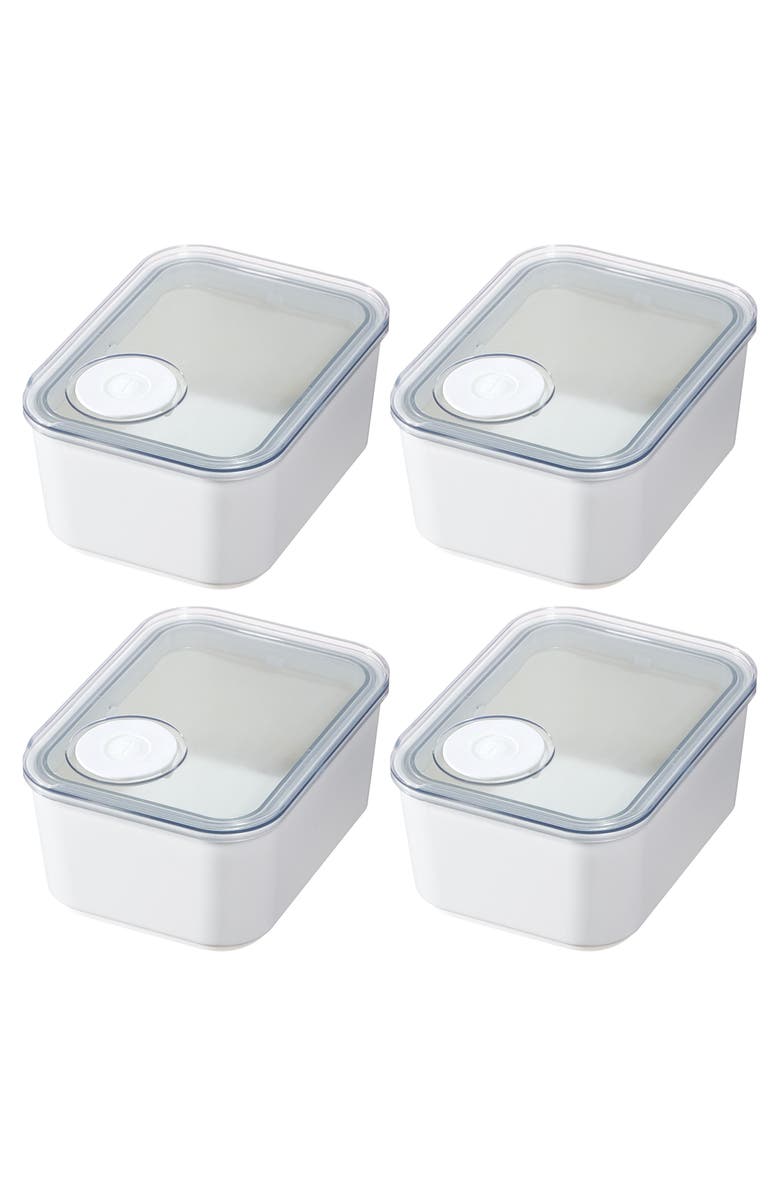 iDesign Small Canister with Removable Pour Cap - Set of 4 - White, Main, color, White/Clear
