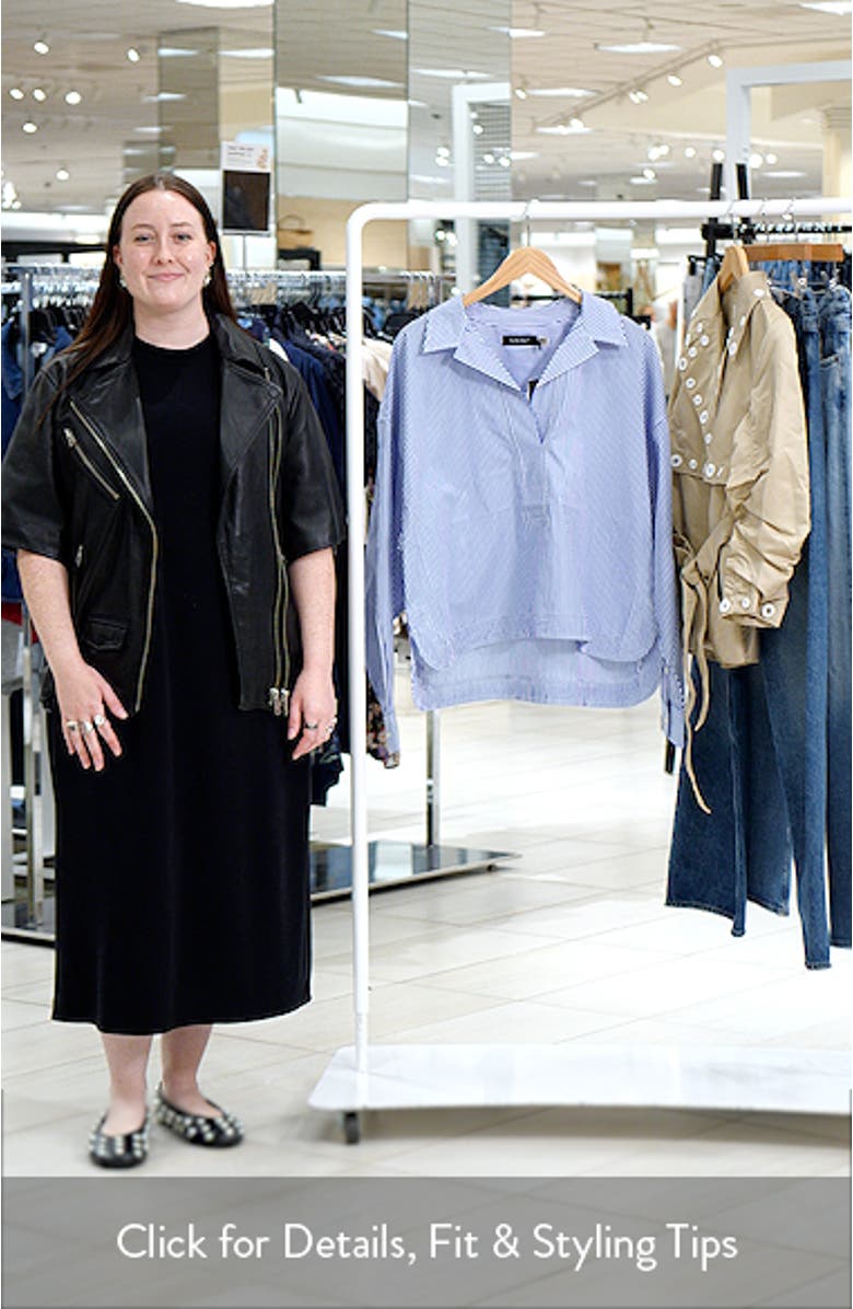 '70s Stripe Cotton Broadcloth Crop Popover Shirt, sales video thumbnail