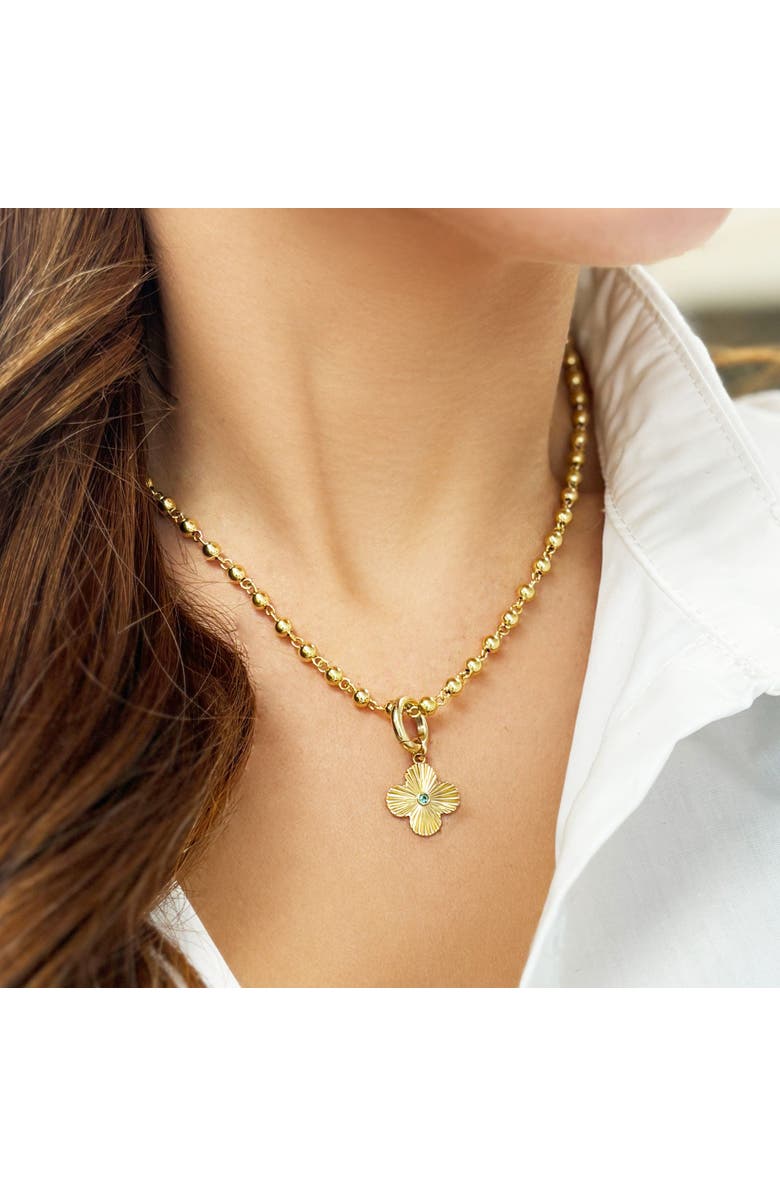 The Lovery Fine Jewelry Fluted Emerald Clover Charm, Alternate, color, Emerald