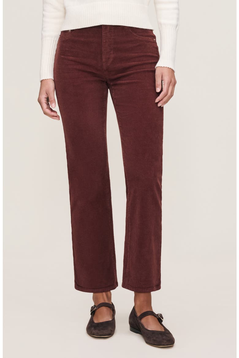 Patti High Waist Ankle Straight Leg Corduroy Pants, Main, color, SYRAH