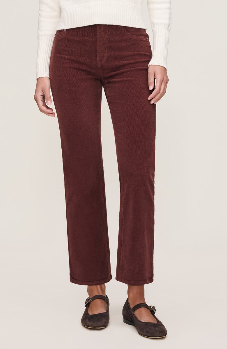 DL1961 Patti High Waist Ankle Straight Leg Corduroy Pants, Main, color, Syrah